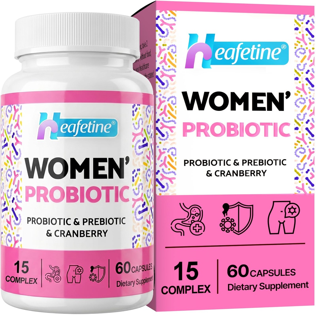 Vaginale Probiotika für Frauen, 300 Billion CFUs Probiotika für Frauen, 15-in-1 Womens Probiotic & Prebiotics, für Vaginal, Urinary Tract, PH Balance, Immune, Digestive & Gut, Bloating Health, 60 Caps