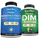 Nutrivein Premium DIM & Berberine Supplement Bundle: High-Absorption Berberine & DIM-Ergänzung mit Bioperine - für Hormonal Balance, Verdauungsregelmäßigkeit, Stoffwechsel, & Gesamt Wellness