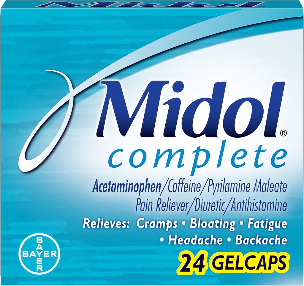Midol Complete Gelcaps, 24-Count Boxes (Pack von 4), Packaging May Vary