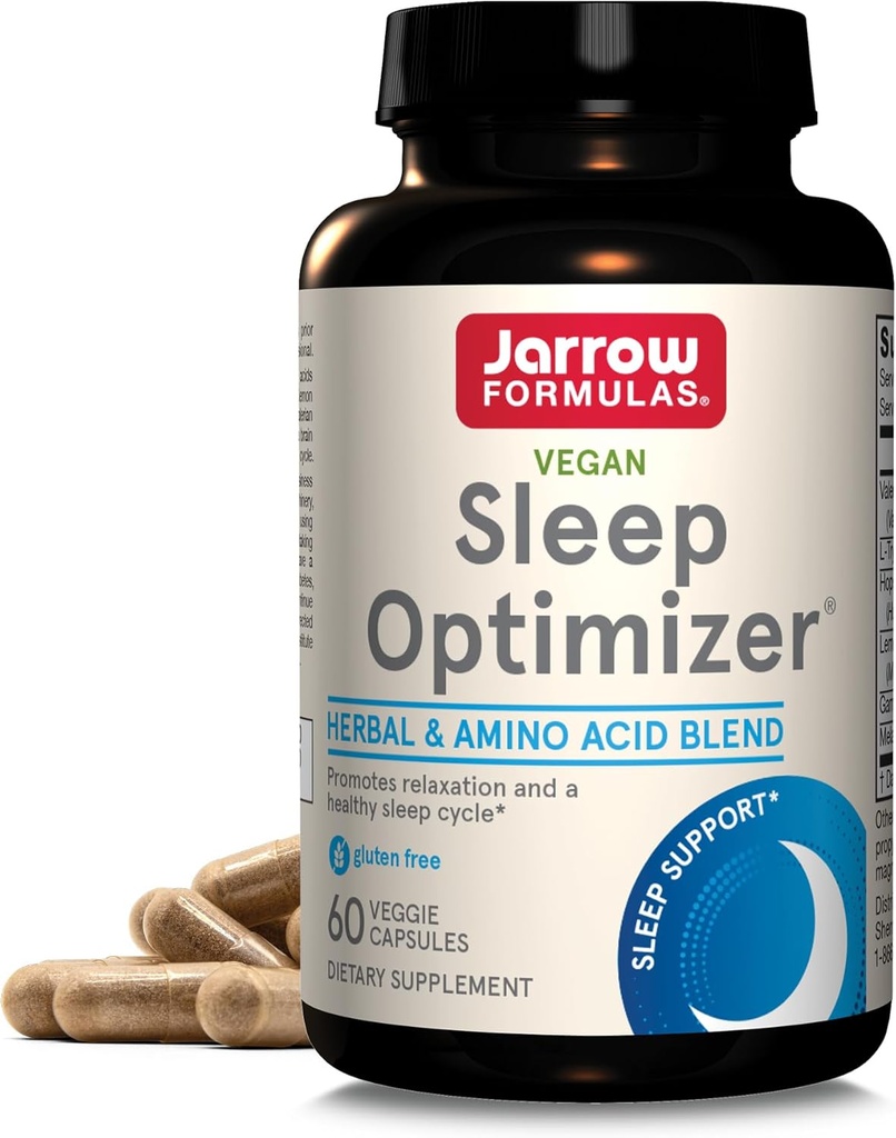 Jarrow Formulas® Sleep Optimizer, Herbal and Amino Acid Blend, 60 Count, Up to a 30 Day Supply