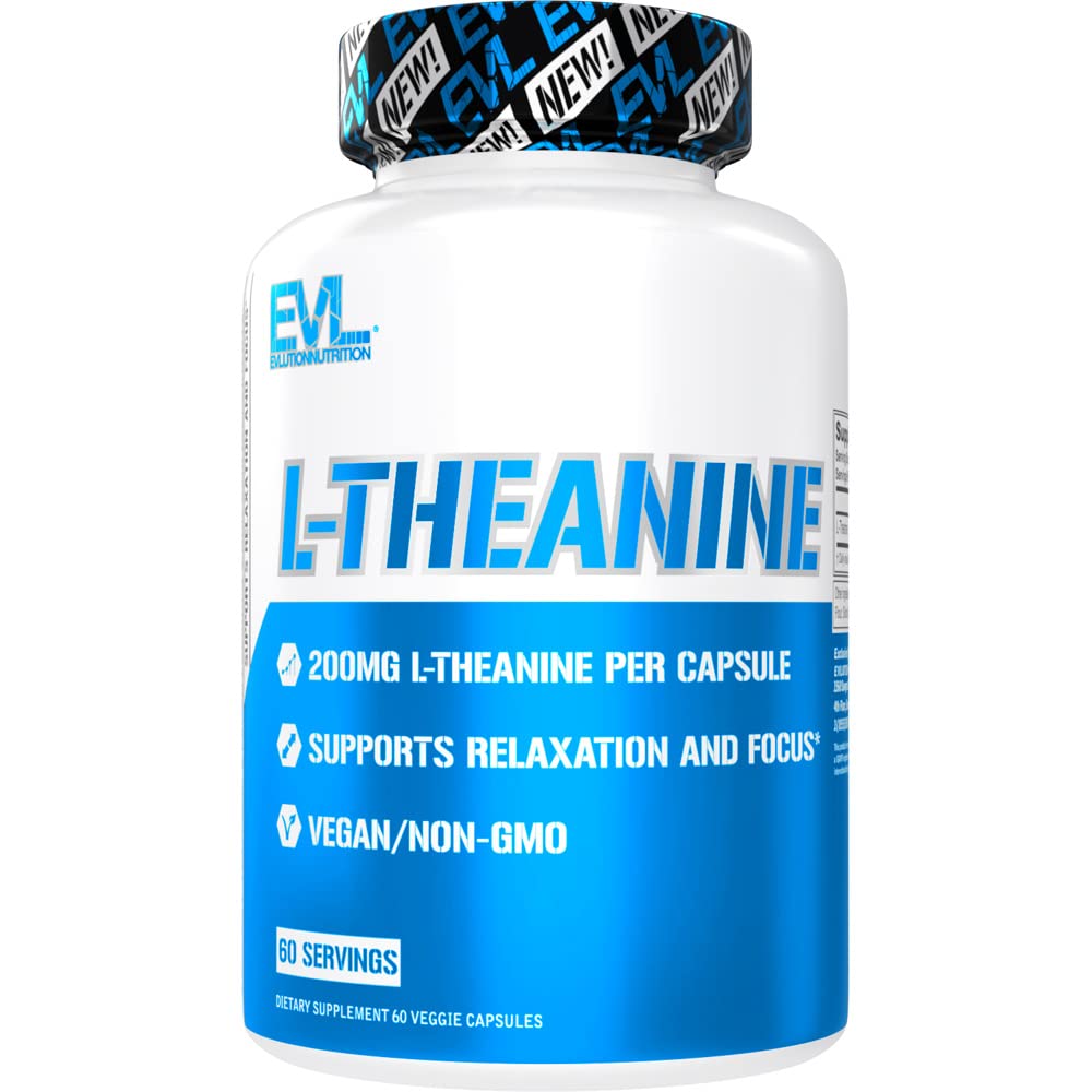 Evlution L Theanine 200mg Kapseln für Fokus und Entspannung Ernährung L-theanine 200mg Nootropic Supplement für Aufmerksamkeit & Energie - Tag-Mood-Unterstützung und Nootropic Fokus-Ergänzung