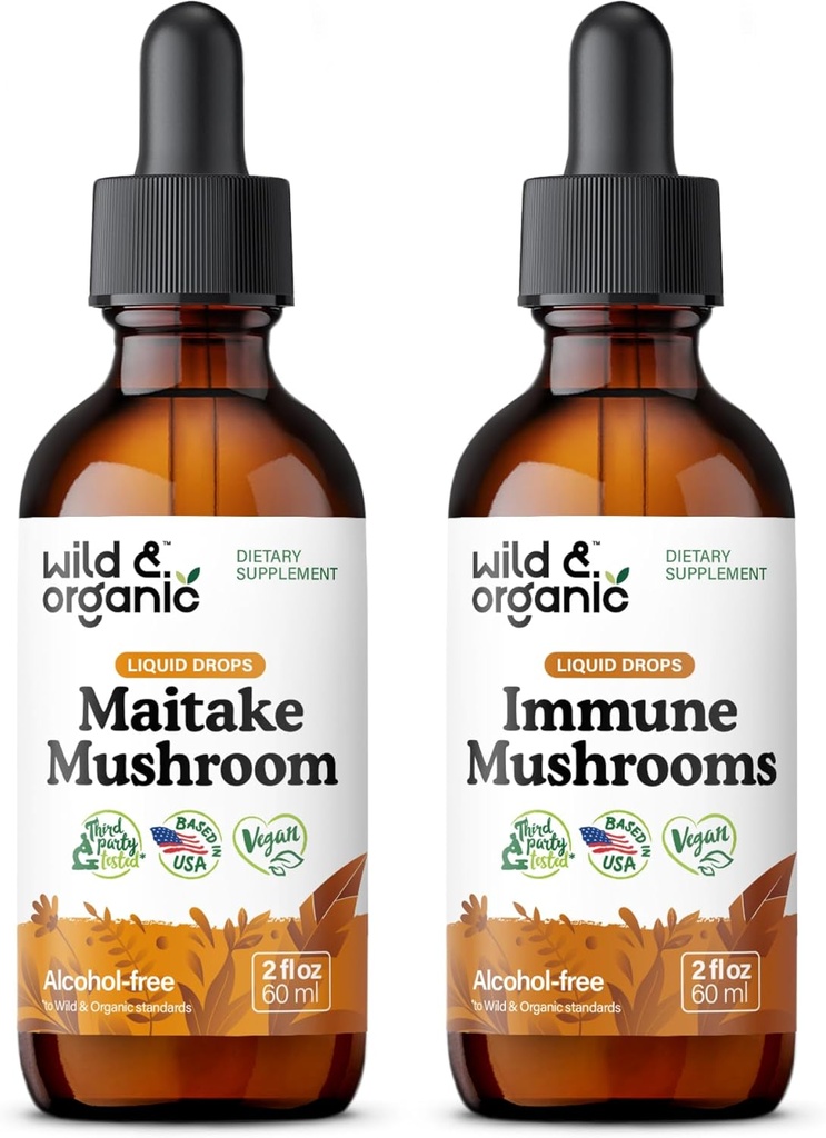 Wild & Organic Maitake Pilze Tinktur 2 fl oz & Immune Pilze Tinktur 2 fl oz