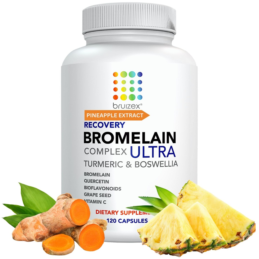 Bruizex Ultra Bromelain and Quercetin Bruising Relief Supplement, 120 Kapseln | Bruised Skin, Trauma Recovery and Swelling Surgery Supplements | Enthält Bromelain, Quercetin, Turmeric und Boswellia