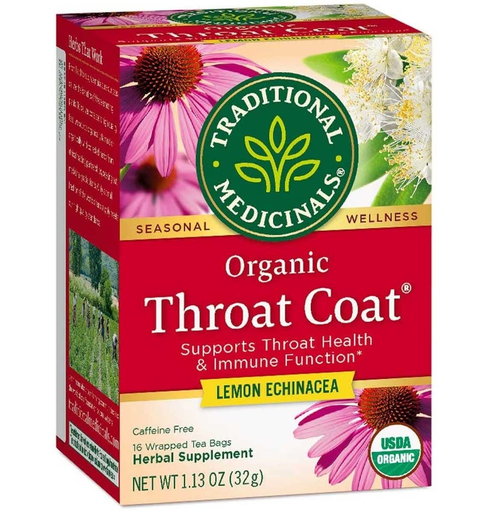 Traditionelle Medicinals Bio Throat Zitrone Echinacea Kräutertee, unterstützt Throat Gesundheit (16 Graf (Pack von 2))