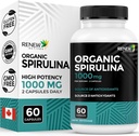 Renew Actives Bio Spirulina 1000MG pro 2 Kapseln – Superfood für Herren & Frauen – Unterstützt Energie, Wellness & Immunfunktion – Reich an Antioxidantien & Nährstoffen – Made in Canada – 60 Kapseln