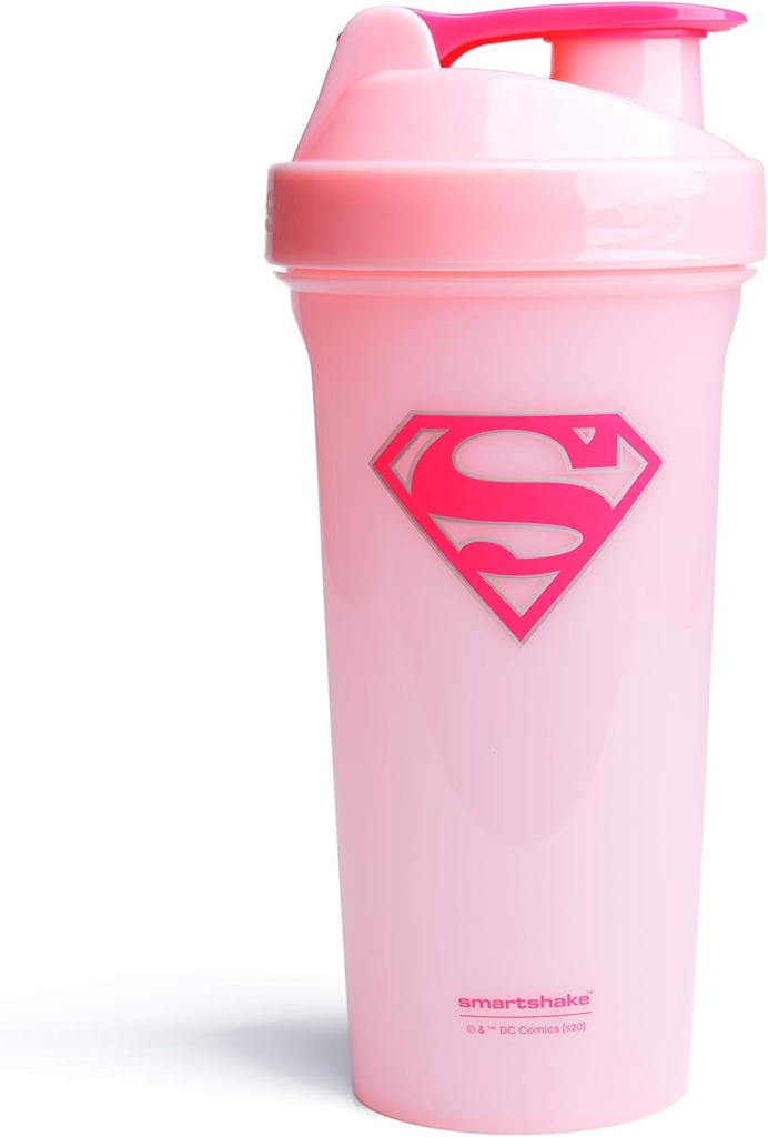 Smartshake Lite Justice League Protein Shaker Bottle 800ml – DC Comics Water Bottle, Leakproof BPA Free Gym Shaker und Protein Powder (Supergirl)