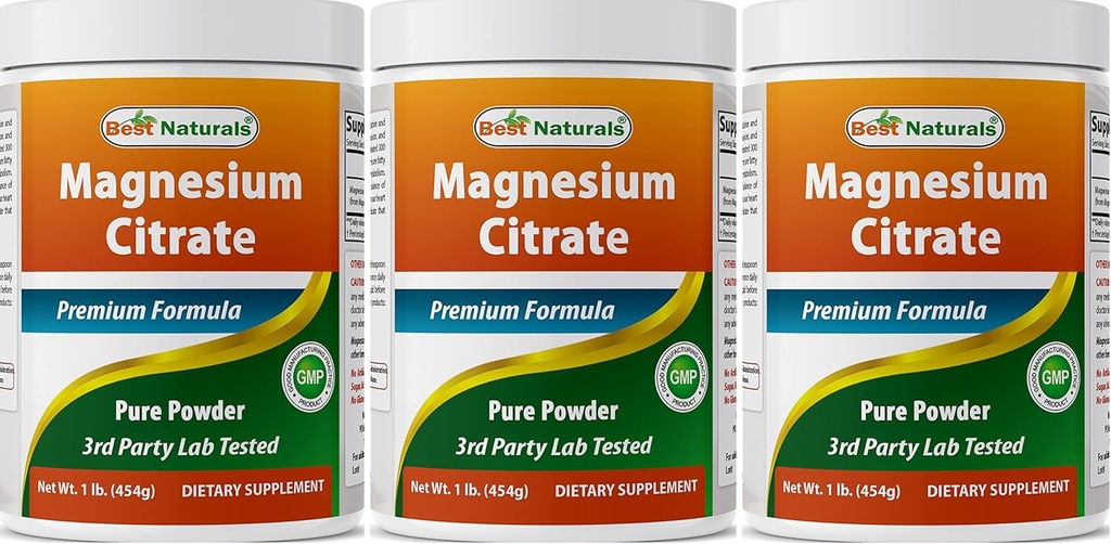 Beste Natürliche Magnesium Citrat Pulver 1 Pfund (1 LB (Pack von 3))