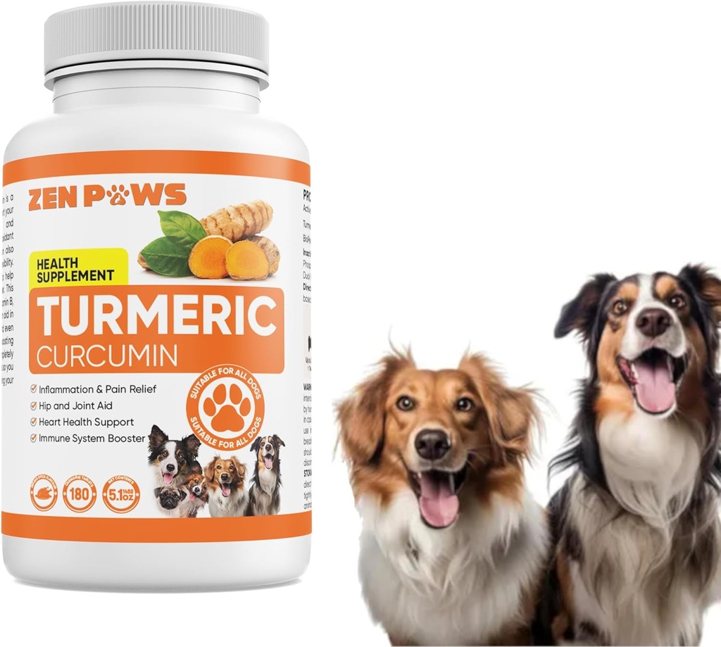 Kurkuma für Hunde – 180 Count Tablet Treats mit Curcumin & Piperine – Gemeinsame Gesundheit, Mobilität, Allergy & Itch Relief, Haut & Coat, Hot Spots – Ente Flavor mit Lachsöl