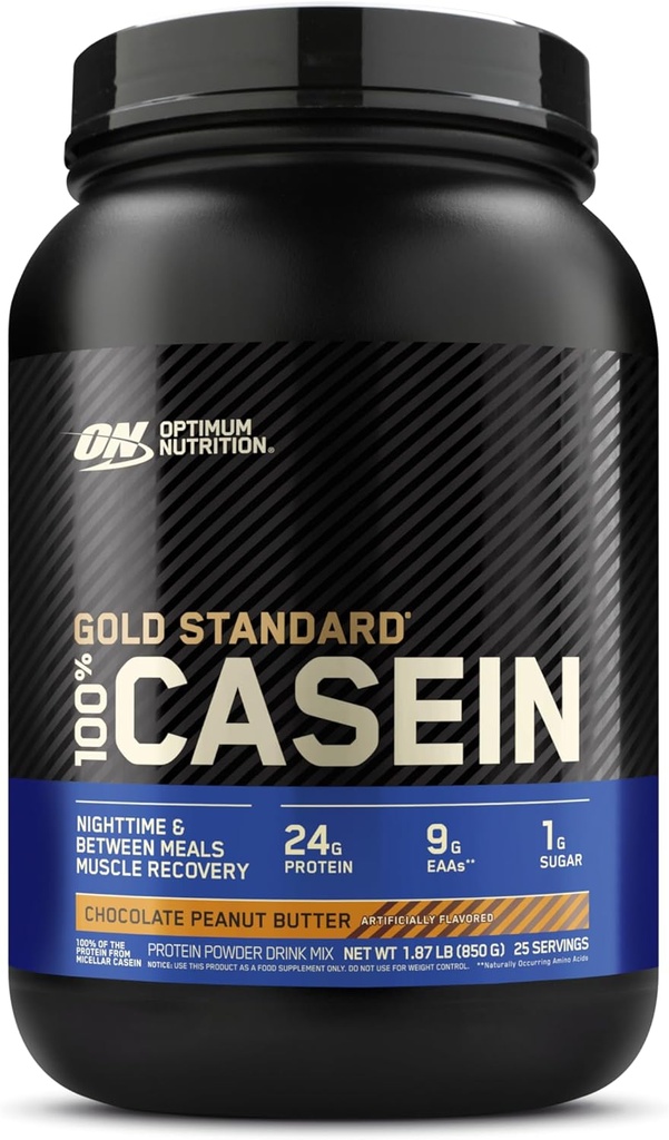Optimum Nutrition Gold Standard 100% Micellar Casein Protein Powder, Slow Digesting, Hilft, halten Sie vollständig, Overnight Muscle Recovery, Schokoladen-Peanut Butter, 1.87 Pfund (Verpackung Mai Vary)
