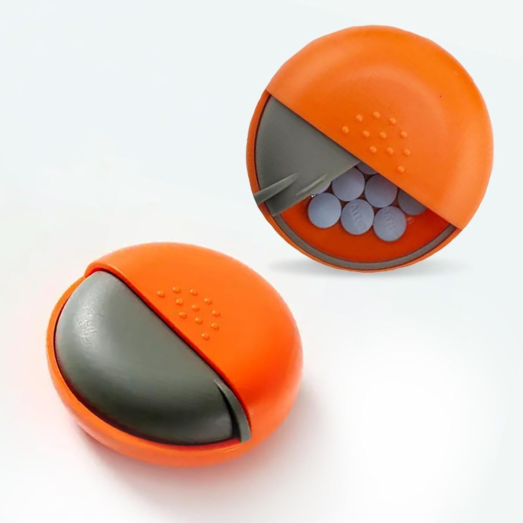 Round Travel Pill Organizer - Portable Small Pill Box für Geldbeutel - Kompakter, Leck-Proof-Medizinbehälter für Pillen, Vitamine, Fischöl, Beilagen - BPA-frei, langlebiges Design, 2.75" (Orange)
