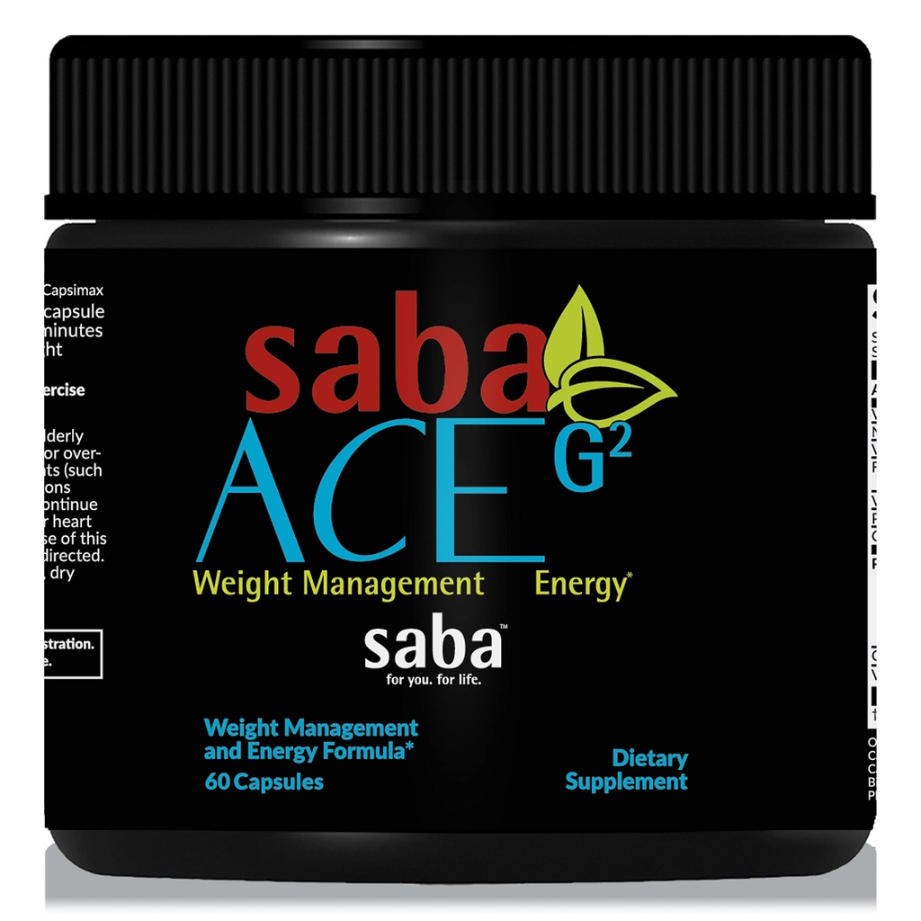 Saba ACE G2- Thermogenic Energy Burn, Pre Workout, Metabolismus, Fokus, Konzentration, mit Capsimax, CarnoSyn, BioPerine, Green Tea Leaf Extract, für Männer & Frauen -60 Kapseln