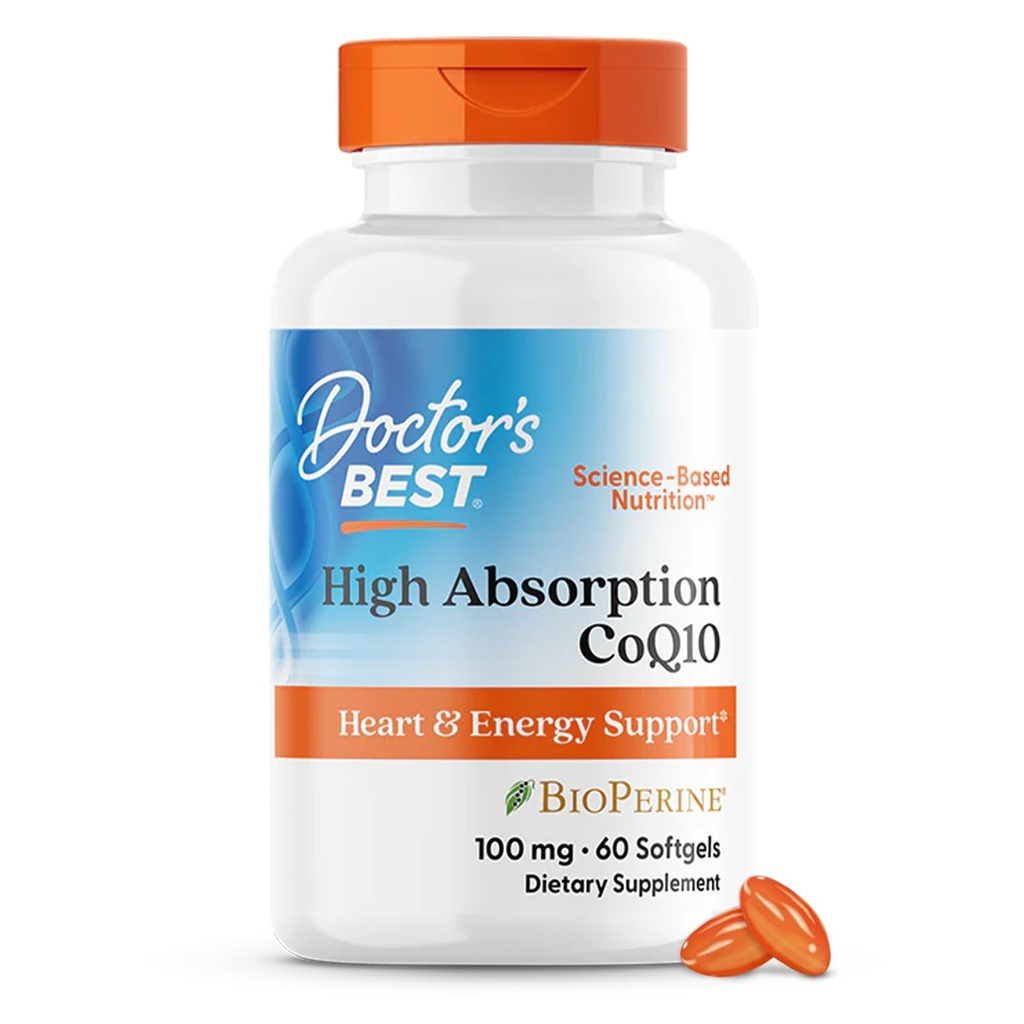 Doctor's Best High Absorption CoQ10 mit BioPerine, Gluten Free Naturally Fermented, Heart Health & Energy Production, 100 mg, 60 SoFtgels