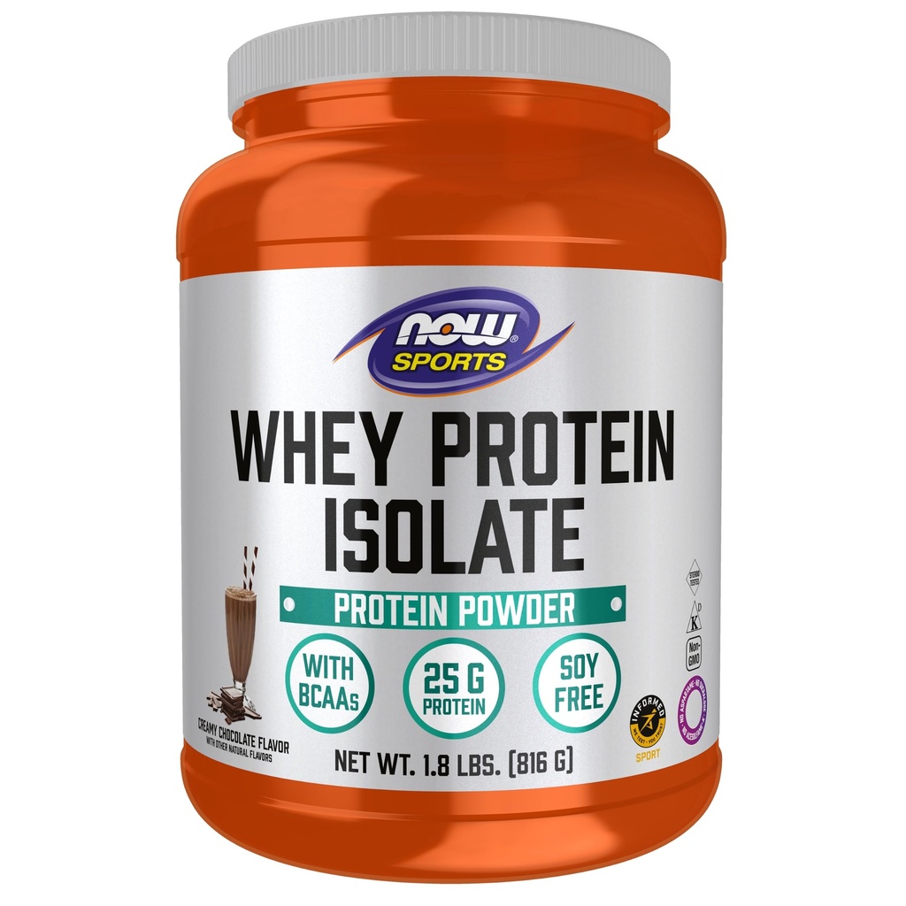 NOW Foods Sports Nutrition, Whey Protein Isolate, 25 g Mit BCAAs, Creamy Chocolate Powder, 1.8-Pound