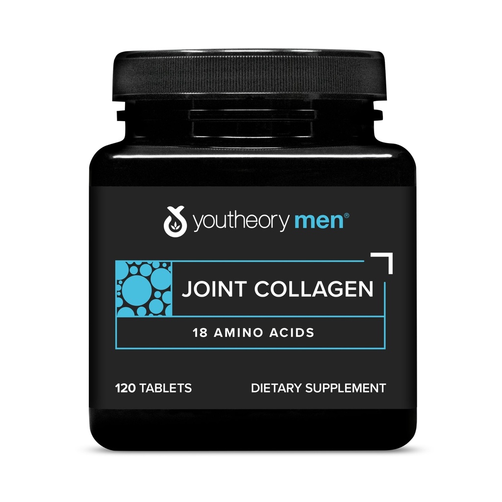 Youtheory Men's Joint Collagen mit 18 Aminosäuren - Haar, Nagel, Muskel, Knochen & Gelenkunterstützung - mit Boswellia Extract, Ginger & Black Pepper* - 120 Tabletten (60-Day Supply)