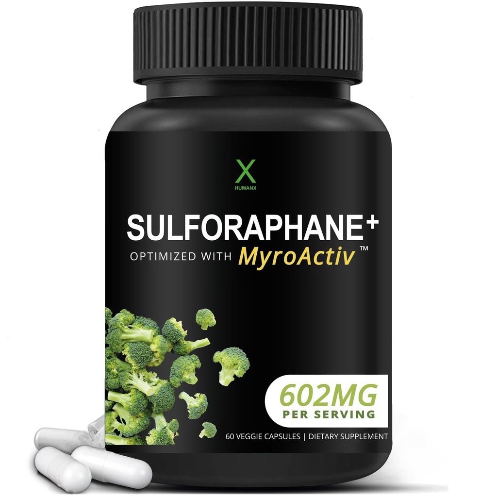 HUMANX Sulforaphane+ 602mg - USA Dritte getestet - Sulforaphane mit Broccoli Seed Extract & Moringa - Unterstützt Antioxidante Produktion, Entgiftung, & Zelluläre Gesundheit - Broccoli Supplement