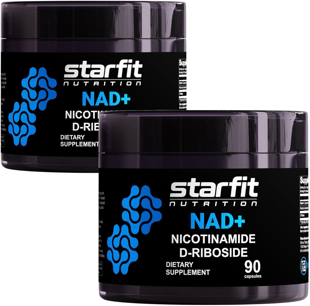 STARFIT - Nicotinamid D-Riboside (2 Pack), Booster NAD+, Energy & Focus Supplement, Anti-Aging Cellular Support, Insgesamt 180 Kapseln
