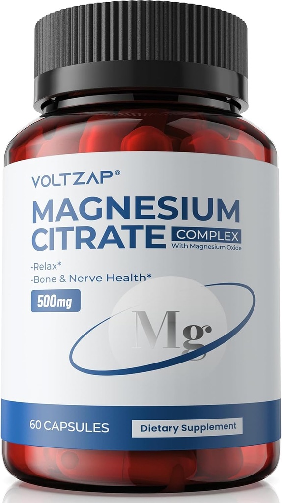 Magnesium-Zitrat Kapseln 500mg Ergänzung: für Verstopfung & Gesundheit Schlaf-Unterstützung Highly Absorbable Magnesium Element Supplement Complex für Muskel- & Verdauung Unterstützung - Non-GMO & Gluten Frei