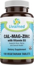 Cal-Mag-Zinc Chelat mit Vitamin D3, Knochenstärke-Ergänzung -Gesunde Knochen & Zähne, Herz, Muskel, & Gesundes Herz-Kreislauf-System -Best Whole Food Vitamin & Mineral Complex-100 Vegan Caps