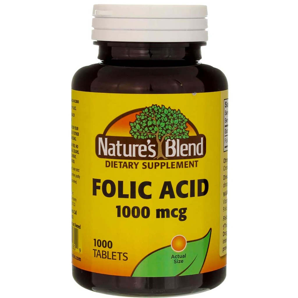 Nature's Blend Folic Acid 1000 mcg - 1000 Tabletten Packung von 3