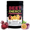 Nutrology Beet Energy O2, Pre Workout Powder, Energy, Endurance & Nitric Oxid Booster mit Rübenpulver, Yerba Mate, Adaptogene & Elektrolyte, Vegan Pre Workout, Passion Fruit Flavor, 30 Servierungen