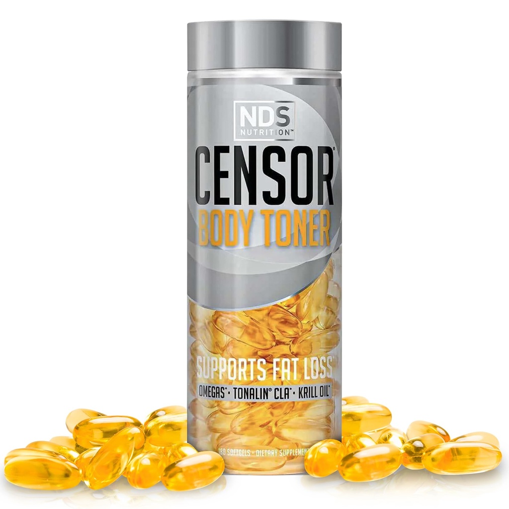 Censor NDS Nutrition Fat Loss and Body Toner mit CLA, Fish Oil, Safflower und Omega 3-6-9 Blend - Nahrungsergänzung für verbesserte Energie, Stoffwechsel und Gesundheit - 180 Softgels
