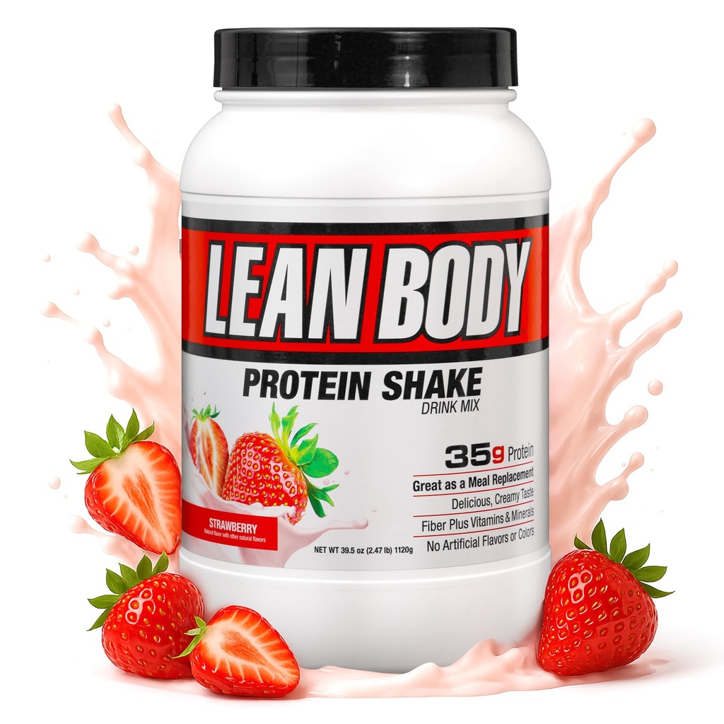 Labrada Nutrition Lean Body Hi-Protein Shake, Erdbeere, 2.47-Pound Tub Erdbeeren PACKAGING MAY VARY