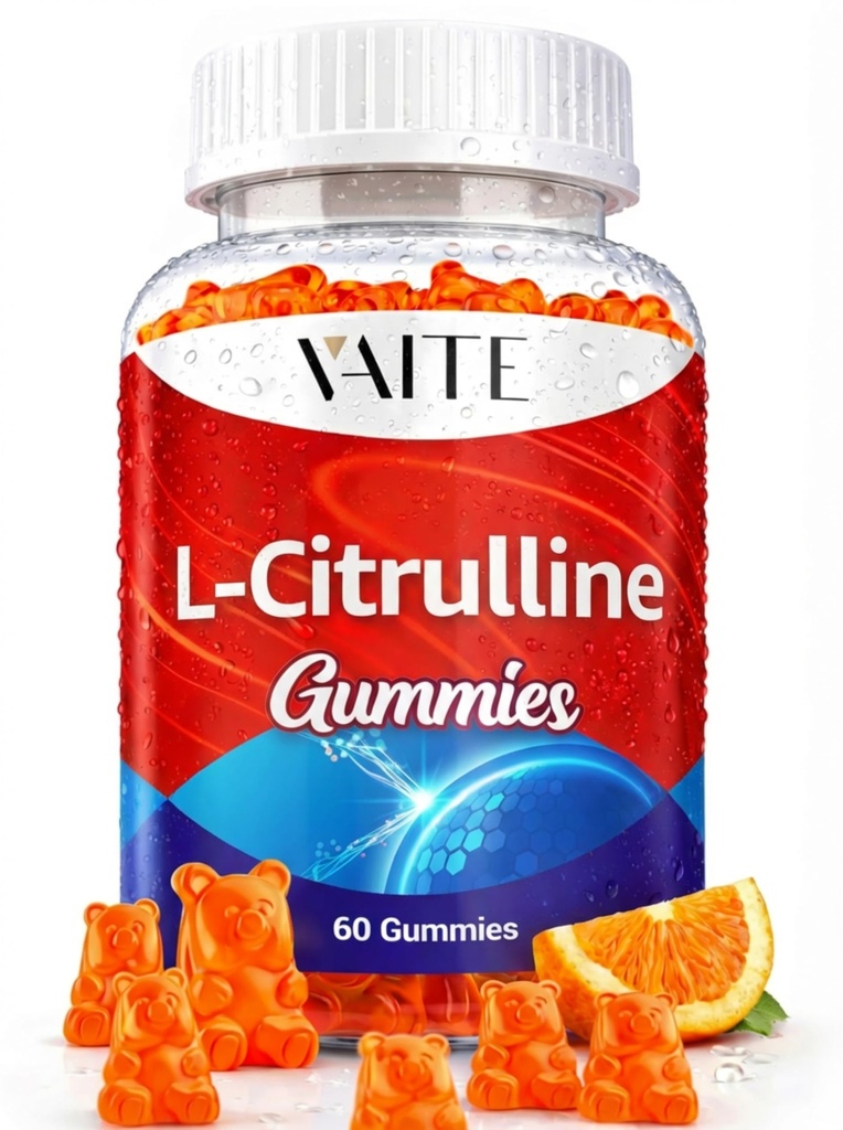 L Citrulline Gummie für Männer - Leistungsstarker Vasodilator mit Calcium, 1600mg pro Servieren, Extrastärke, Boosts Nitroxyl und Nitric Oxide Produktion, unterstützt Energie und Ausdauer, 60 Kaugummi