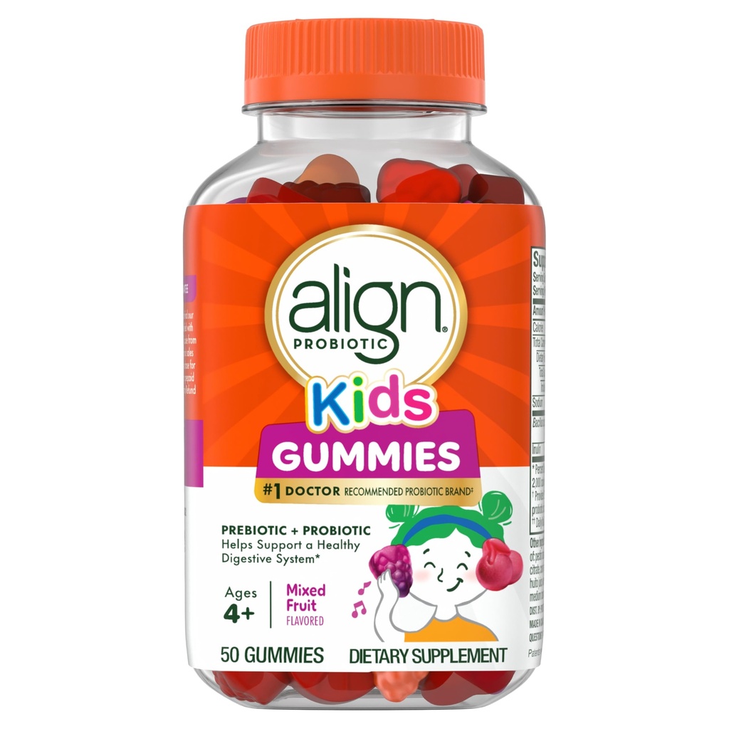 Align Probiotic, Kids Gummies, Prebiotic + Probiotic unterstützt ein gesundes Verdauungssystem*, #1 Doctor Empfohlen Probiotic Brand‡, 50 Gummies Packaging kann variieren
