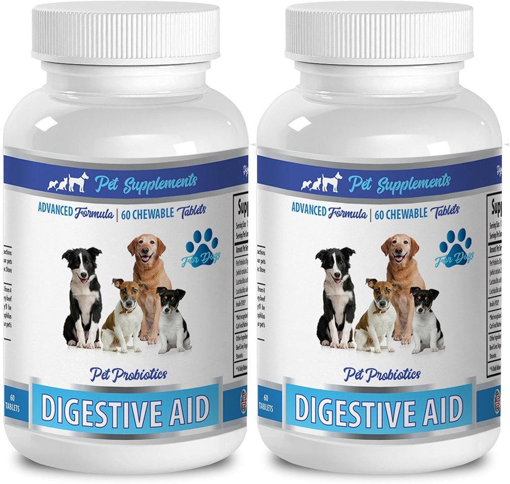 Hundefutter-Additiv für schlechten Atem - DOG DIGESTIVE AID PROBIOTICS - NATURAL APPROACH - LÖSUNG ZU BAD BREATH UND GAS - COUNTER DIARRHEA - Hundeprobiotika Allergien - 2 Flaschen (120 Bäume)