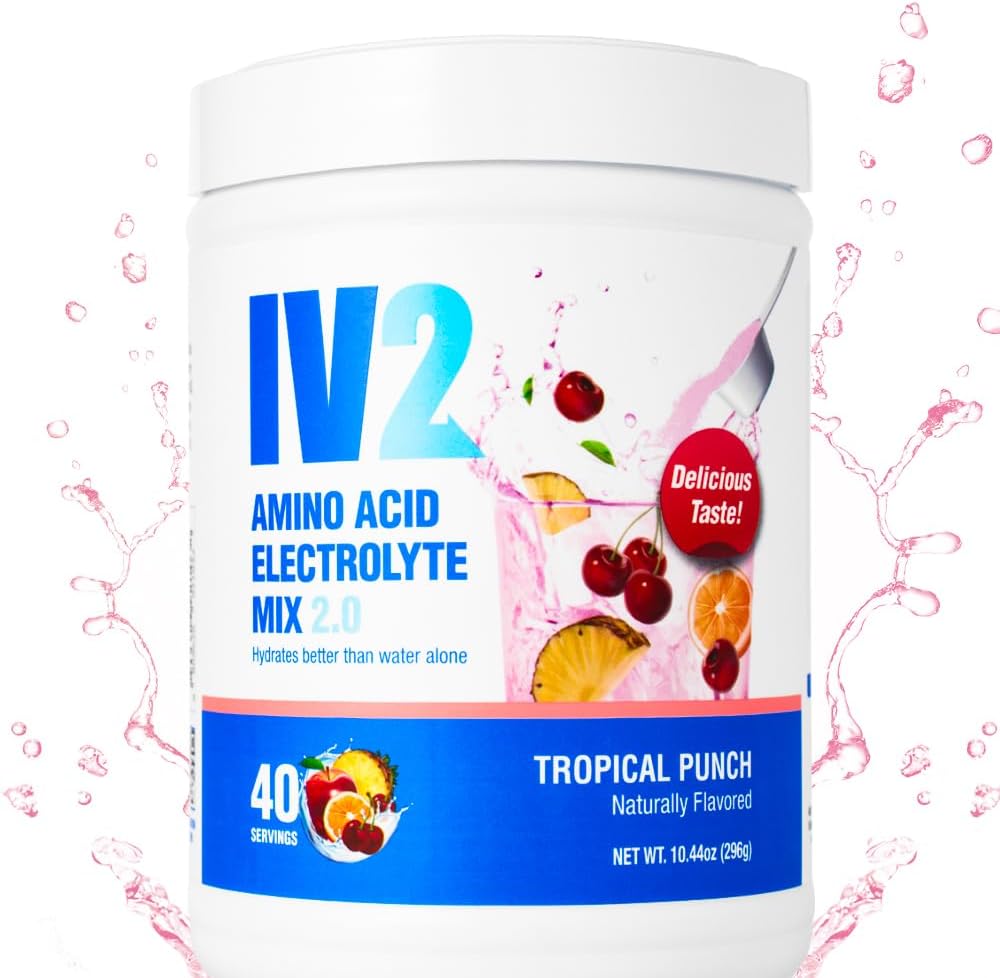 IV2 Premium Hydration Powder - Sugar-Free Electrolyte Mix + Aminosäuren & Essential Vitamine I Vegan, Non-GMO, Glutenfrei, Koffeinfrei (40 Portionen)