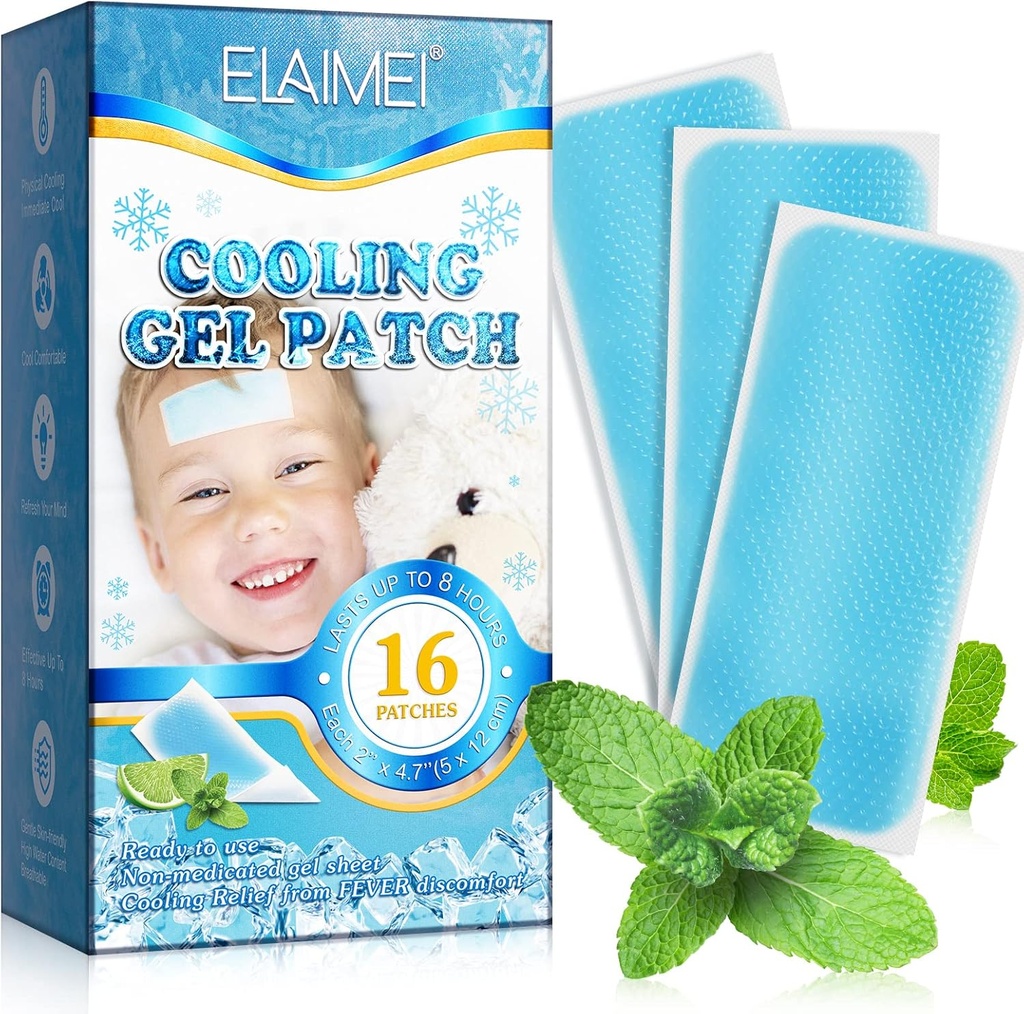 16 Blatt Fever Patches für Kinder - Hot Weather Cooling Gel Patches für Erwachsene - Headache Patches - Forehead Fever Cool Pads