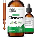 Wild & Organic Cleavers Tincture - Natürliche Detox Tropfen mit Cleavers Leaf - Galium Aparine Kräuterextrakt-Ergänzung - Vegan, Zucker & Alkoholfrei - 2 fl oz