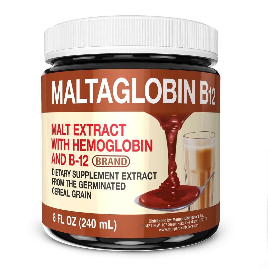 Maltaglobin Vitamin B12 Nahrungsergänzungsmittel, Hämoglobin Unterstützung, B12 Vitamine für Energie, 8 fl oz, 1-Pack