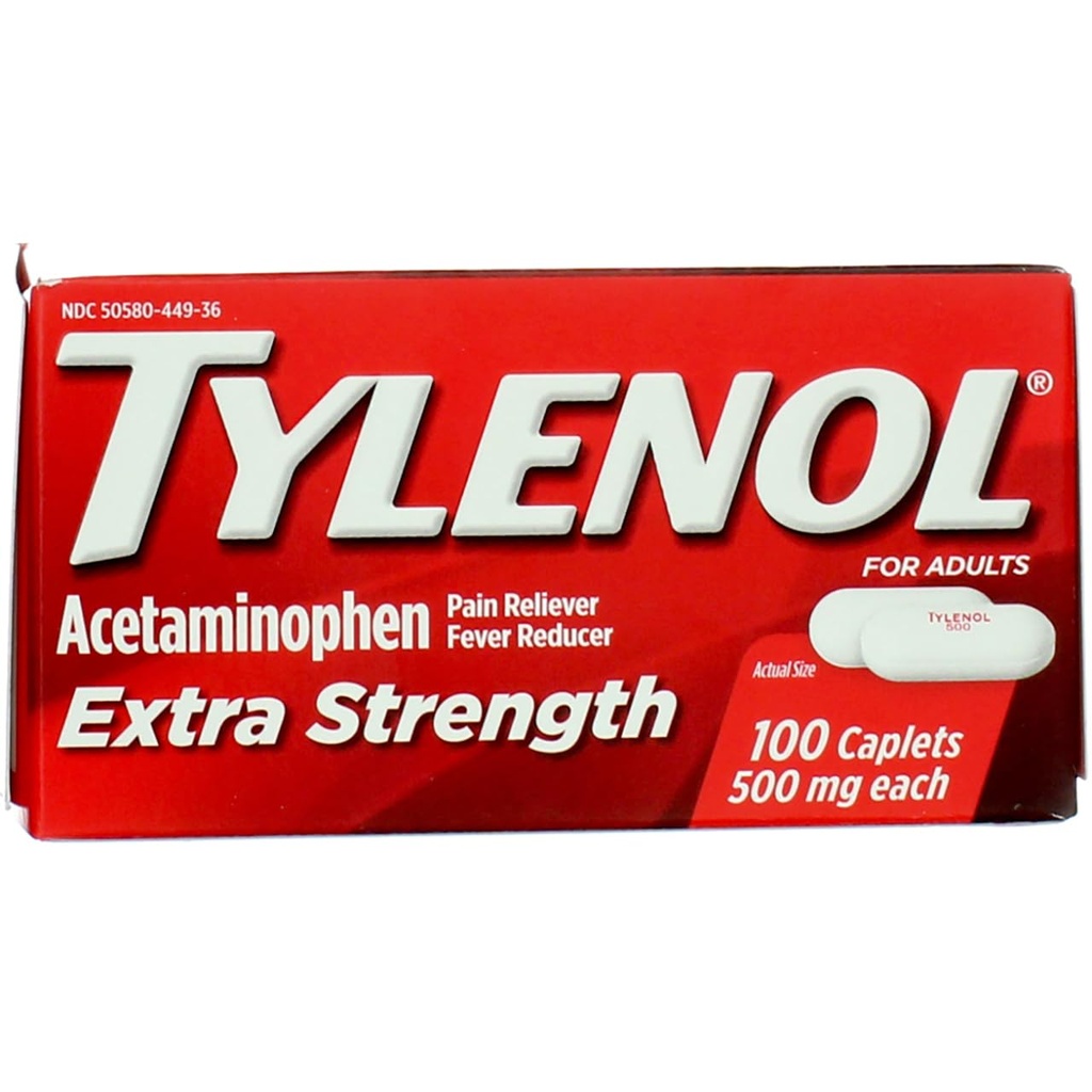 Tylenol Extra Strength Caplets mit 500 mg Acetaminophen, Pain Reliever & Fever Reducer, 100 ct