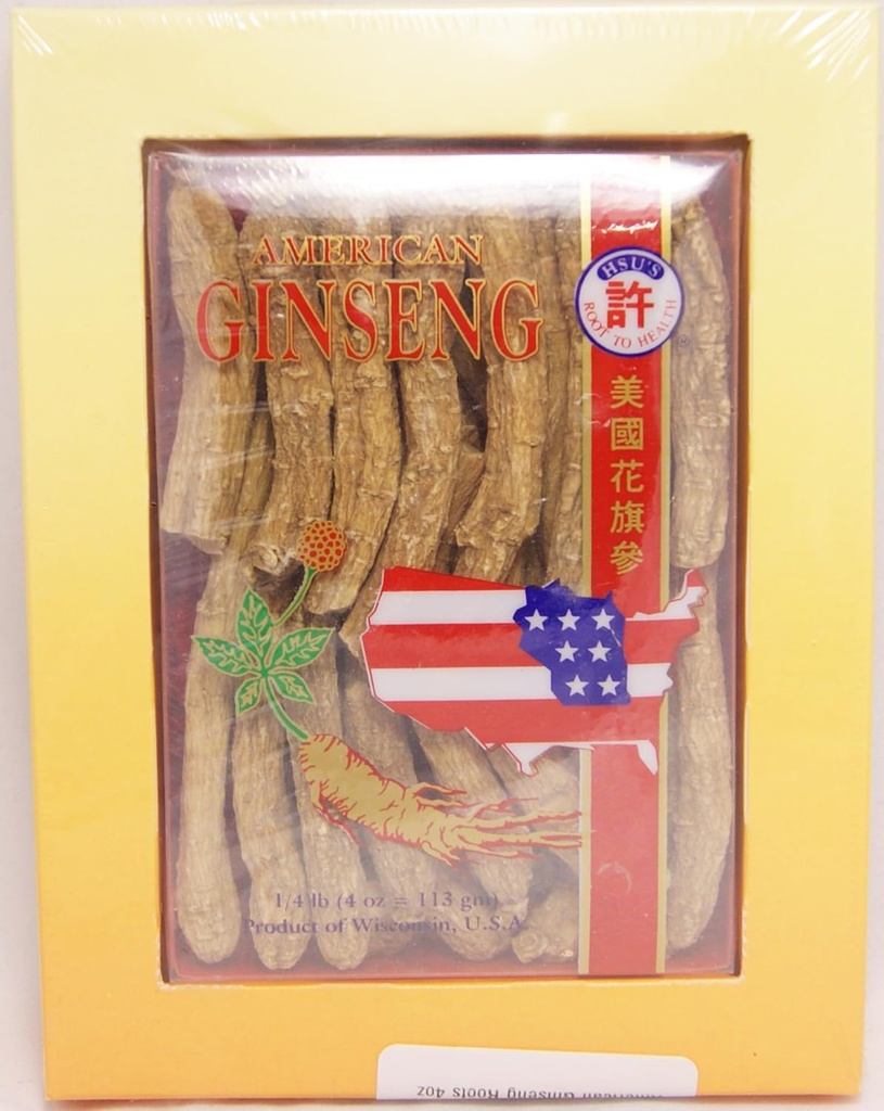 Hsu's Ginseng SKU 0103-4 | Long Medium-Small | Cultivated Wisconsin American Ginseng Direct from Ginseng Gardens | 许 Deuted参 4oz Box of Wisconsin Ginseng Roots, B001EMGWOG