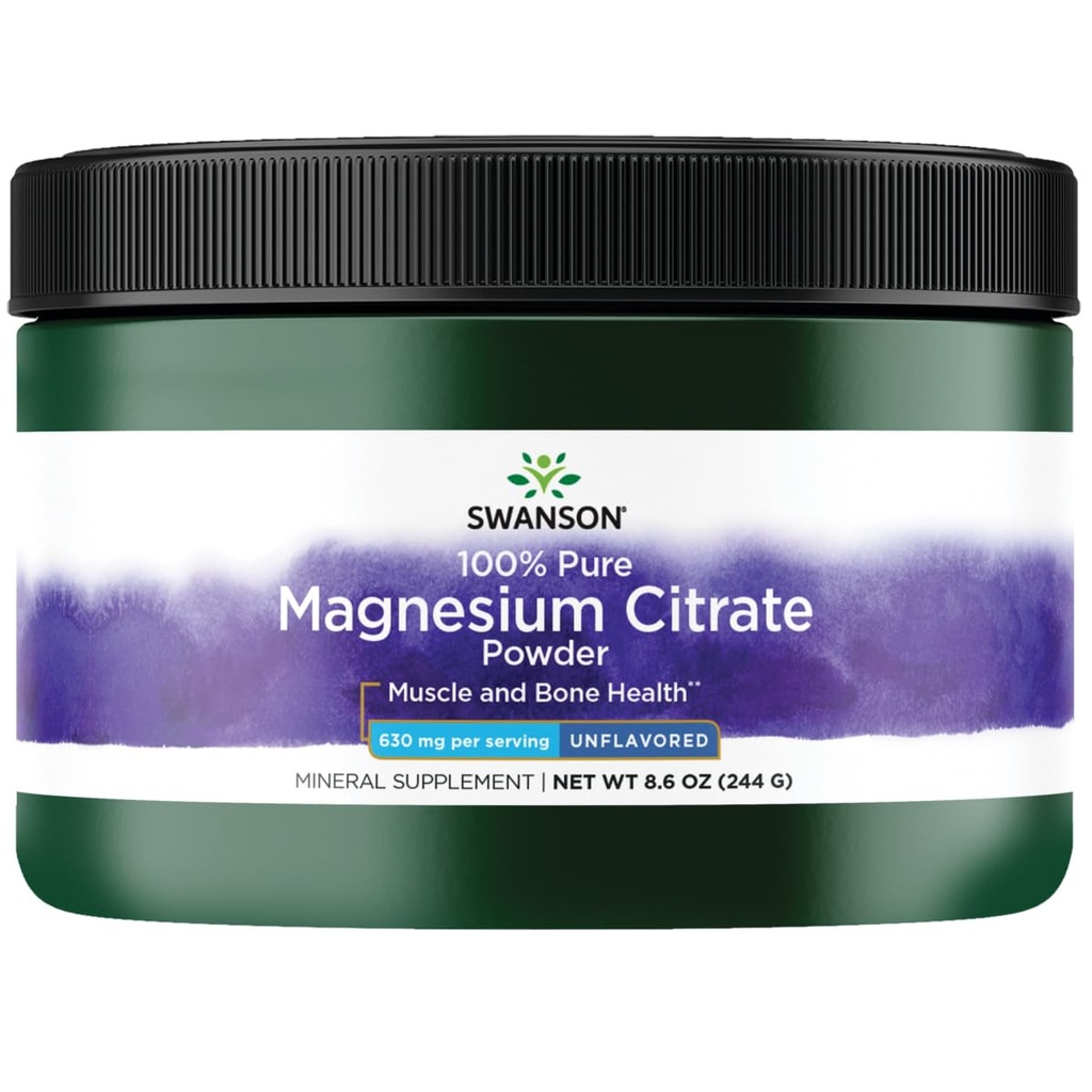 Swanson 100% reines Magnesium Citratpulver - Unflavored 630 mg 8.6 oz Pwdr