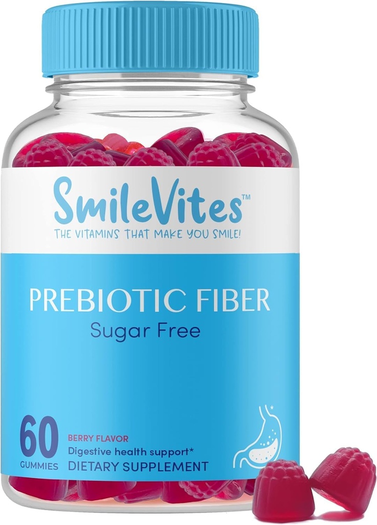 Präbiotische Faser-Gummien für Verdauungs-Gesundheit | Unterstützt Gut Bakterien & Verdauungs-Regularität | Vegan, Keto, Kosher | Glutenfrei, Non-GMO, Plant-Based | Natural Berry Flavor | 60 Count