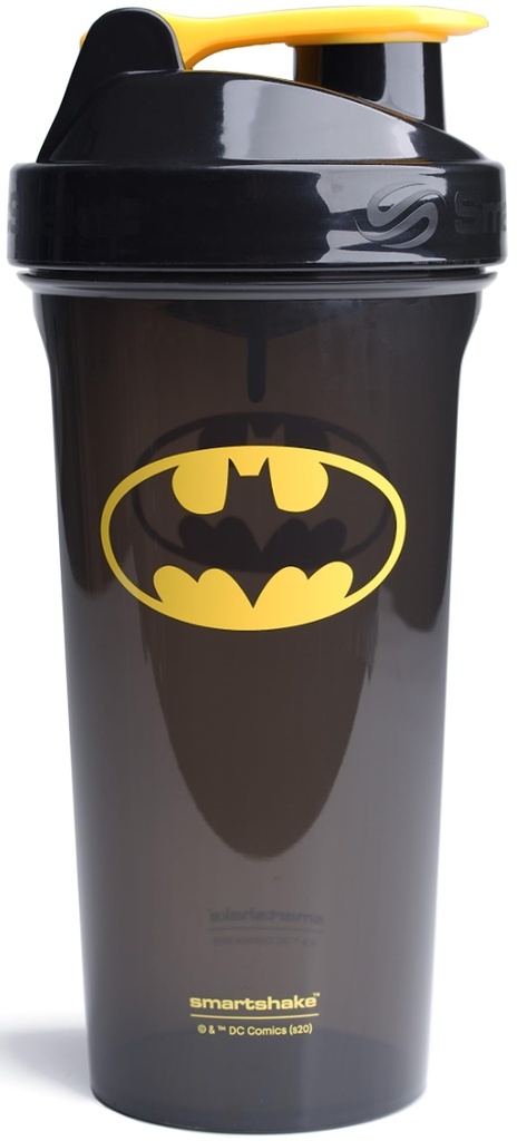 Smartshake Lite Justice League Protein Shaker Bottle 800ml – DC Comics Water Bottle, Leakproof BPA Free Gym Shaker Bottle für Protein Shakes And Protein Powder - Batman Logo