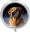 Golden Retriever Pille Case 3 Compartment Tragbare Pille Box Tägliche Runde Pille Organizer für Pocket Purse Tägliche Medizin Behälter, um Vitamine Fish Oil Reise Geschenke zu halten