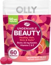 OLLY Undeniable Beauty Gummy, Für Haare, Haut, Nägel, Biotin, Vitamin C, Keratin, Kaubare Ergänzung, Grapefruit, 30 Tage Versorgung - 60 Count