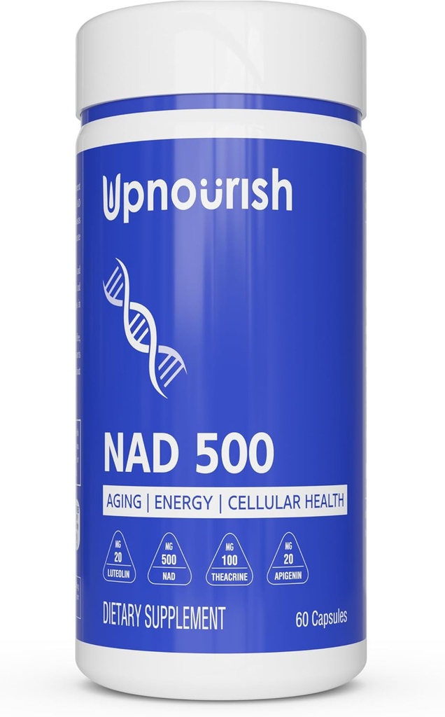 Nicotinamid Adenin Dinukleotid NAD Supplement - 500mg NAD+ Ergänzung mit Resveratrol, Quercetin, Theacrine, Luteolin, Apigenin - Nicotinamid Riboside NR Alternative für Frauen & Männer, 60 Kapseln