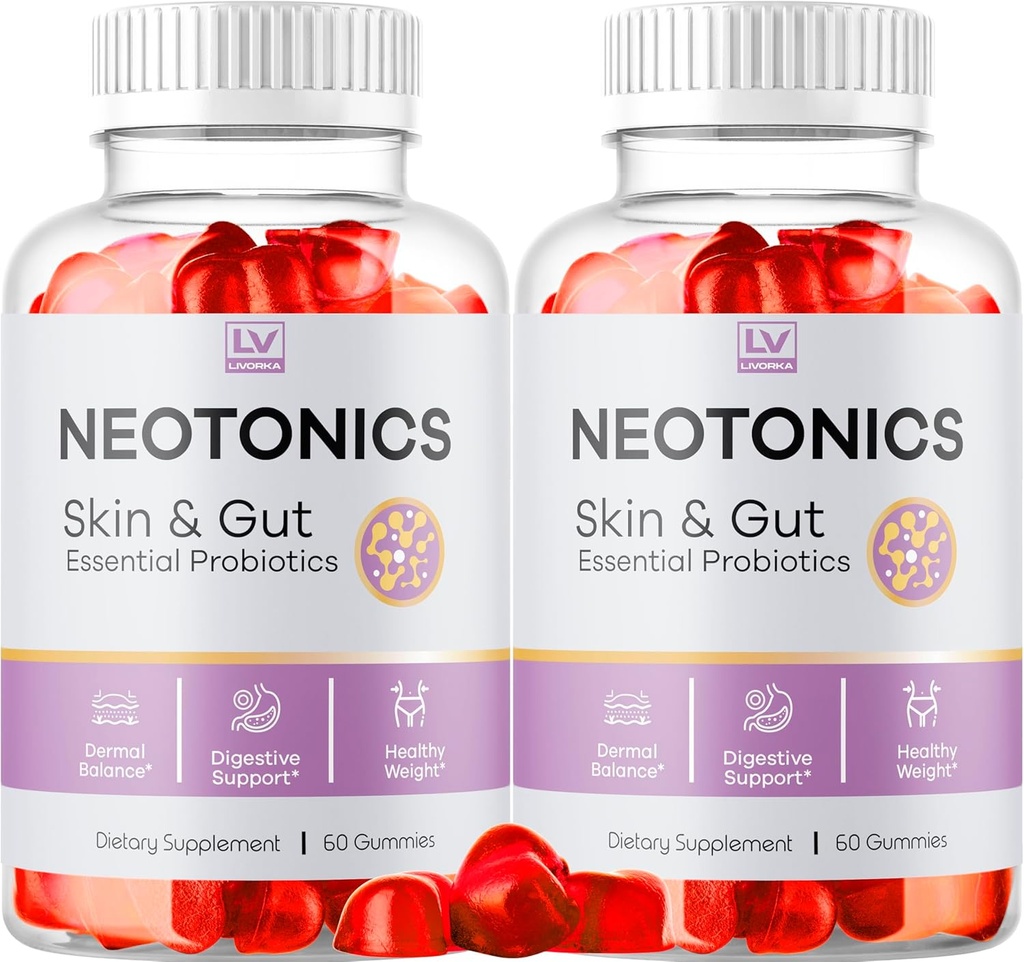 (2 Pack) Neotonics Skin And Gut Gummies, Neotonics Skin & Gut Essential Probiotics Gummies, Neotonics Skin And Gut Gummies Bewertungen, Neotonics Bewertungen, Neotonics Gummies, 120 Gummies für 2 Monate