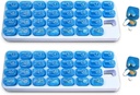 31 Tage Monatliche Pille Organizer mit Pop Out Pocket Pillen Pods und Speicher Tray für Vitamine, Ergänzungen, Zuhause, Arbeit oder Reisen - 2 Pack Blau