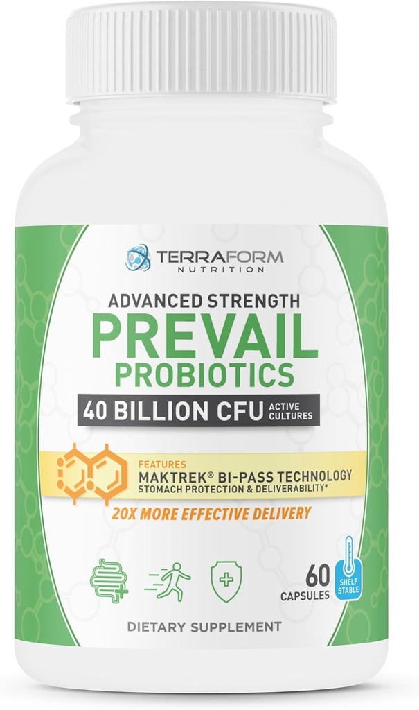 Prevail Probiotics – 40 Billion CFU, patentierte Stomach Protection & Deliverability – Beste für Immunität & Gut Health – Regal mit Potency Garantie – 1 Monat Versorgung