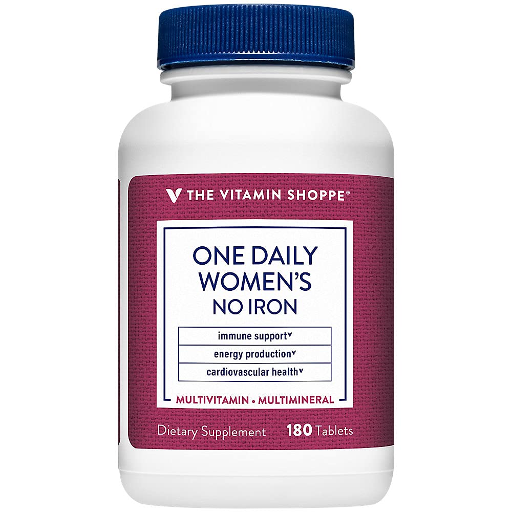 Der Vitamin Shoppe One Daily Women's Multivitamin mit No Iron, 2.000IU Vitamin D3, Multi-Mineral Supplement, unterstützt Energieproduktion, unterstützt Herz-Kreislauf- und Immungesundheit (180 Tabletten)