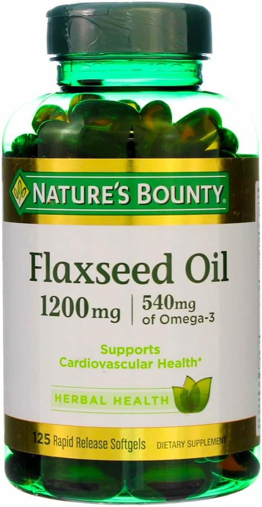 Nature's Bounty Flaxseed Oil 1200 mg, 125 Rapid Release Softgels (Pack von 3)
