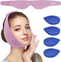 NEWGO Weisheit Teeth Ice Pack Head Wrap für Gesichtsoralchirurgie, Jaw Ice Pack für Gesicht mit 4 Hot Cold Gel Pack für TMJ, Zahnextraktion, Tonsillectomy Recovery - Lila