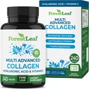ForestLeaf Multi Collagen Pillen - Collagen Men & Collagen Women - hydrolysierte Collagen Ergänzungen mit Vitamin C & Hyaluronsäure - Collagen Kapseln für Haare, Haut und Nägel (240 Peptide Kapseln)