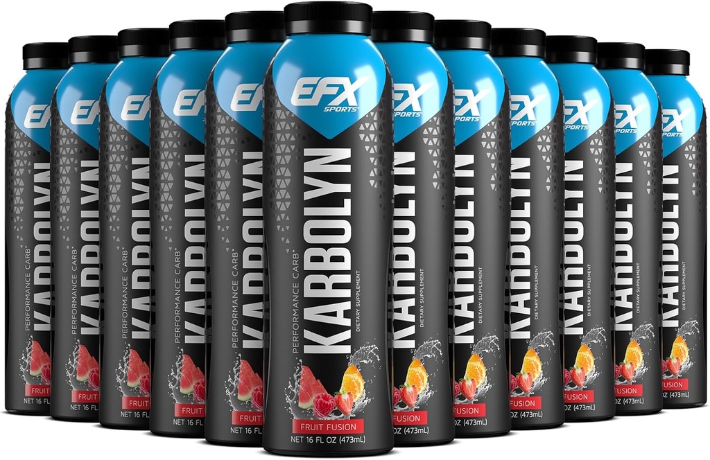 EFX Sports Karbolyn Fuel Drink | Pre, Intra, Post Workout Kohlenhydrat Getränk | Carb Load, Sustained Energy | Stimulant & Sugar Free | 12 Pack (Fruit Fusion)