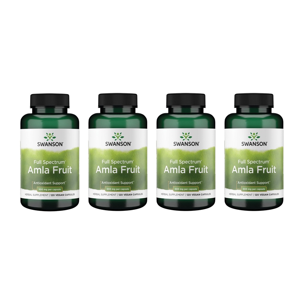 Swanson Full Spectrum Amla Fruit (Indian Gooseberry)-Ayurvedic Herbal Supplement Förderung Vitalität & Energie Unterstützung-Packed mit Phytonutrients Wellness-(120 Kapseln, 500mg Jeder) (4 Packung)